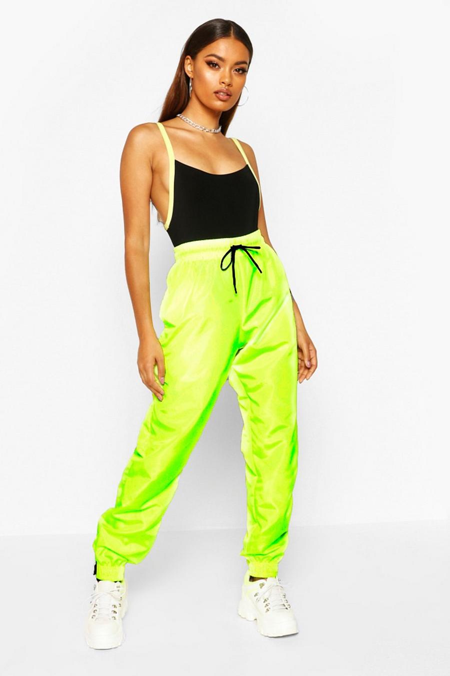 Neon-green High Waist Shell Suit Track Pant image number 1