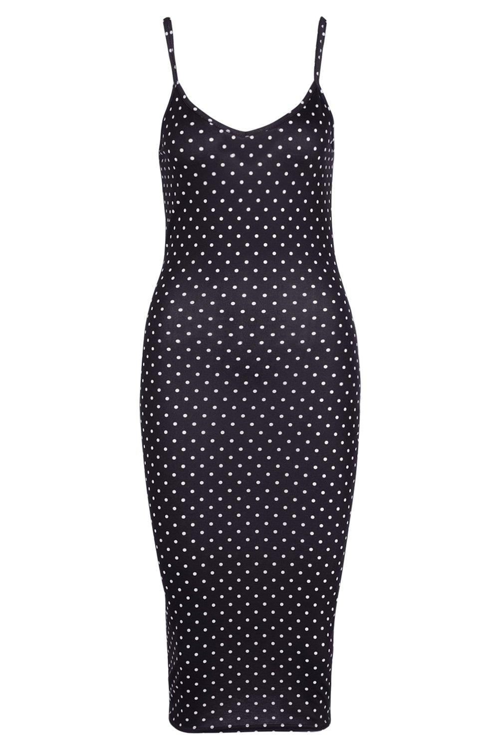 Polka dot cami midi dress sales