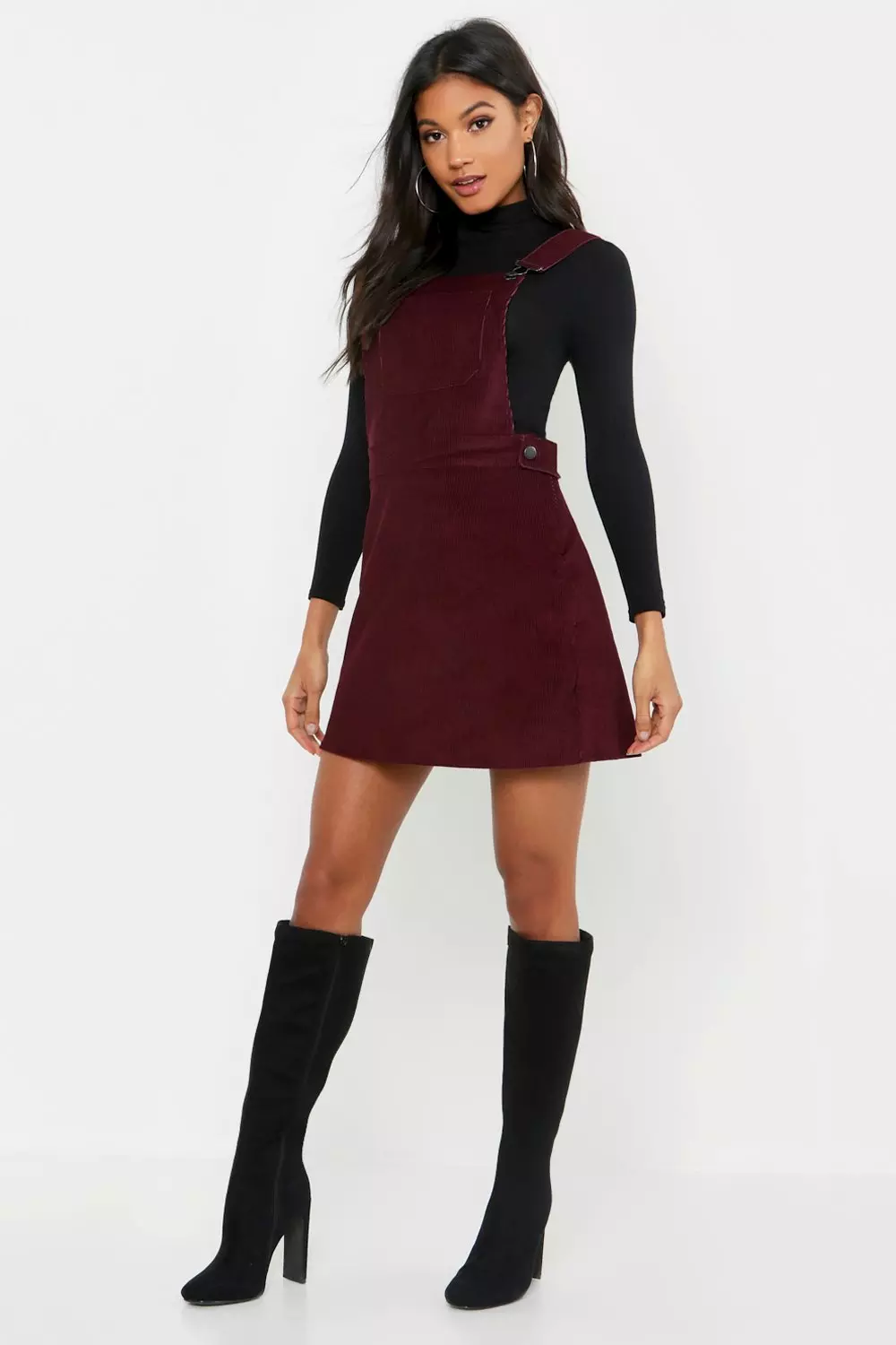 Maroon pinafore outlet dress