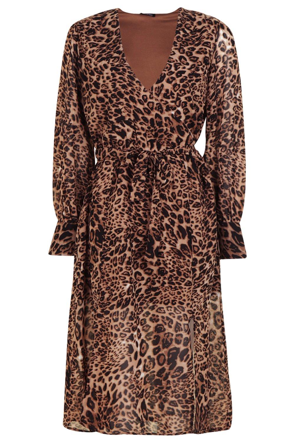 boohoo leopard print midi dress