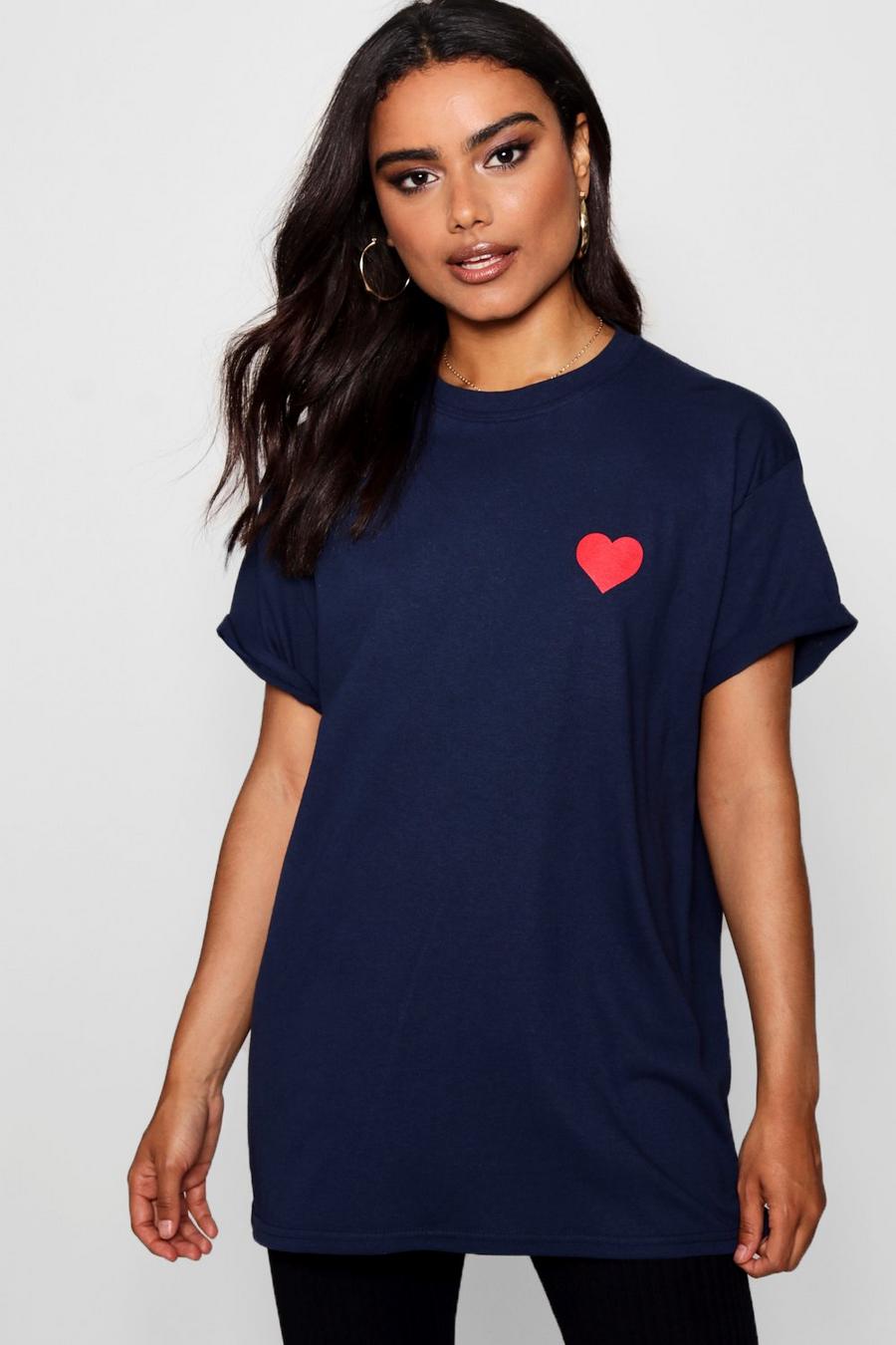 T-shirt con stampa cuori, Blu oltremare image number 1