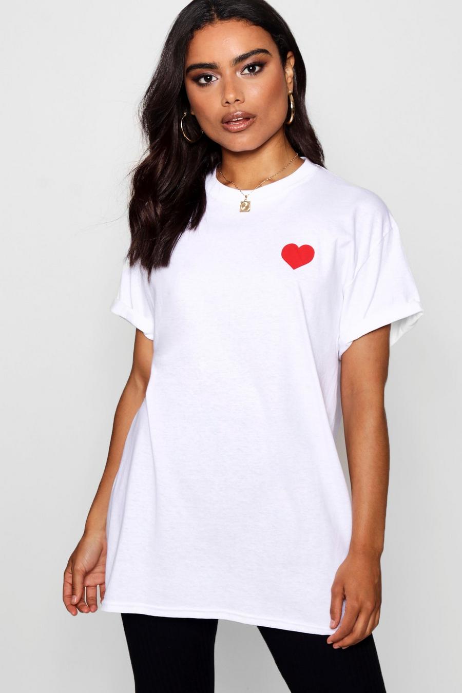 White Heart Print T-Shirt image number 1