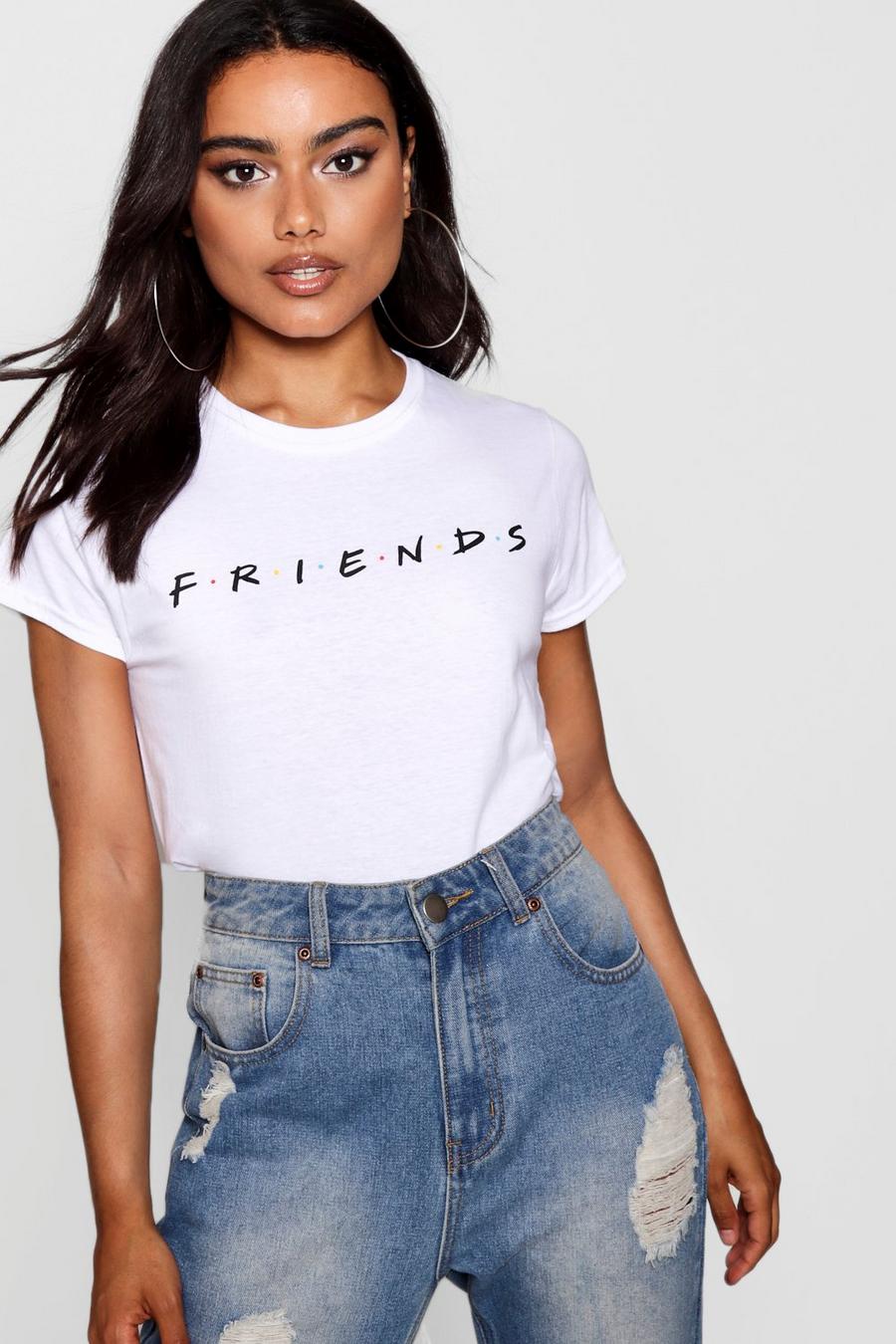 White "Friends" licensierad t-shirt med Vänner-motiv image number 1