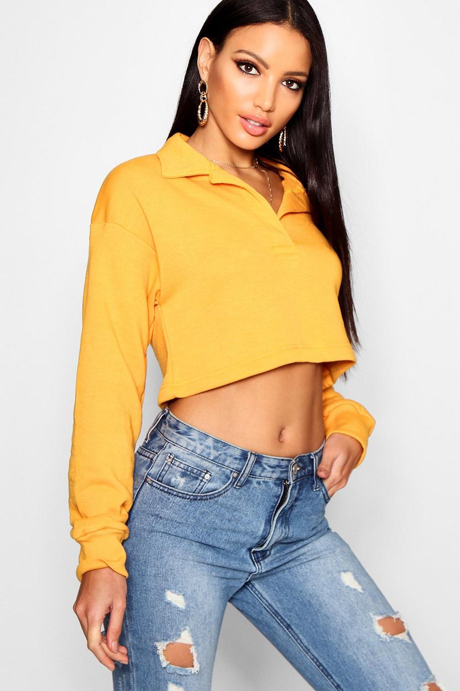 Mustard Cropped Rugby Shirt image number 1