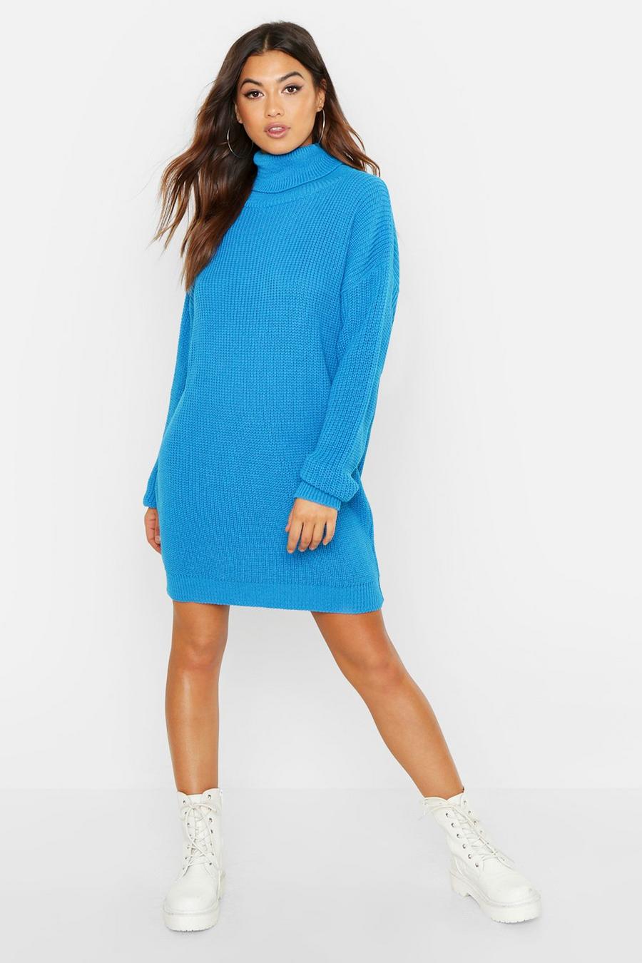 Blue Turtleneck Sweater Dress image number 1