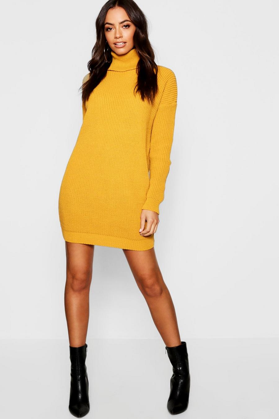 Mustard Turtleneck Sweater Dress image number 1