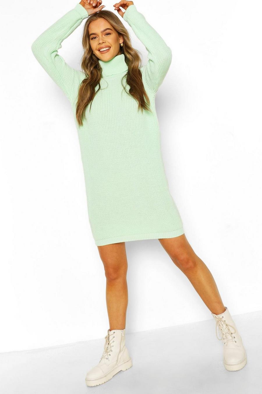 Pale green Turtleneck Sweater Dress image number 1