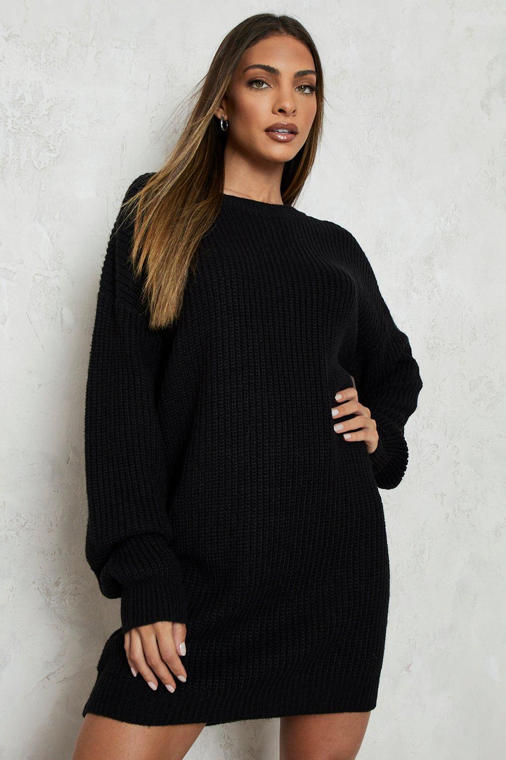 Oversized crew neck hot sale sweater dress