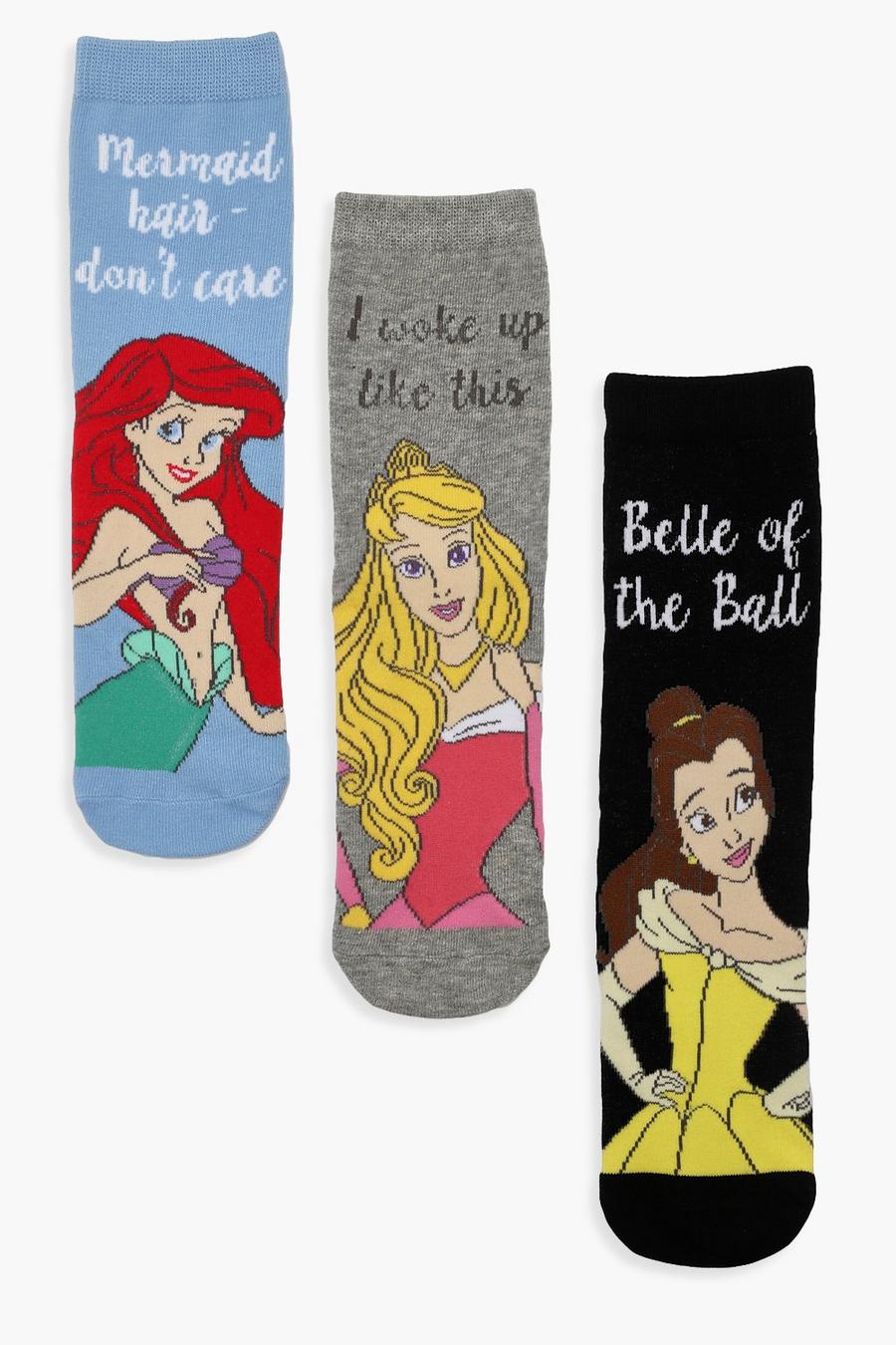 Multi Disney Princess 3 Pck Ankle Socks image number 1