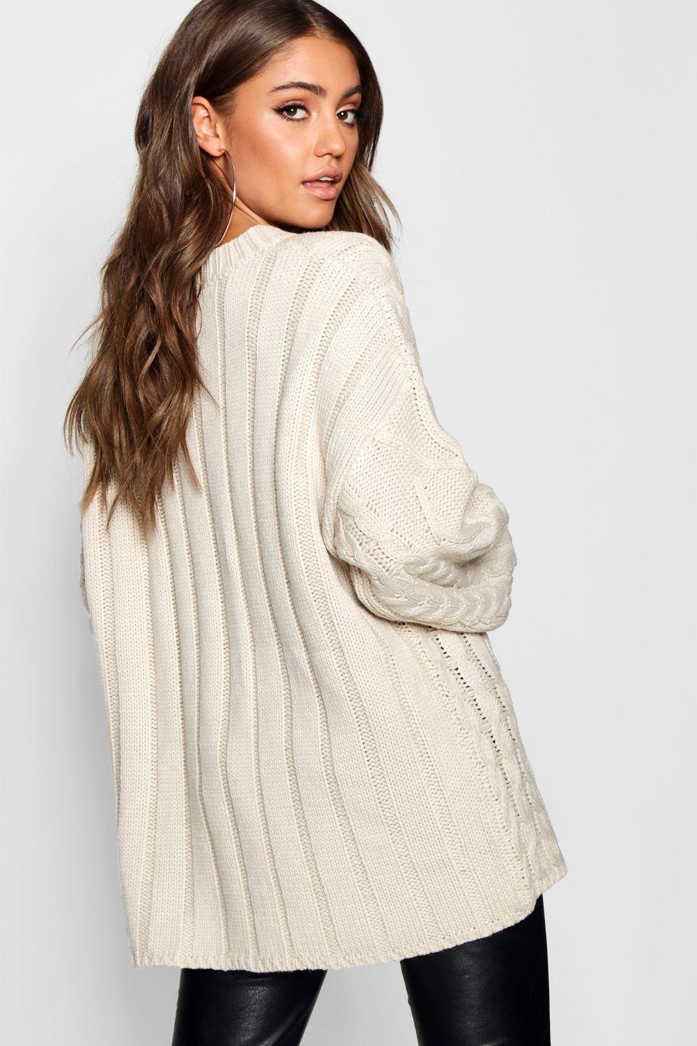 balloon sleeve cable knit cardigan