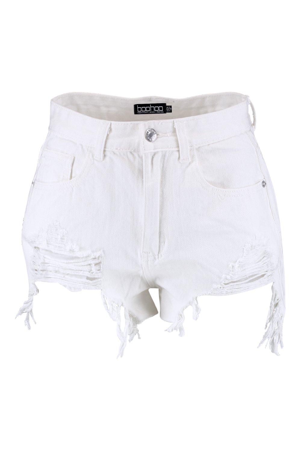 Boohoo white clearance denim shorts