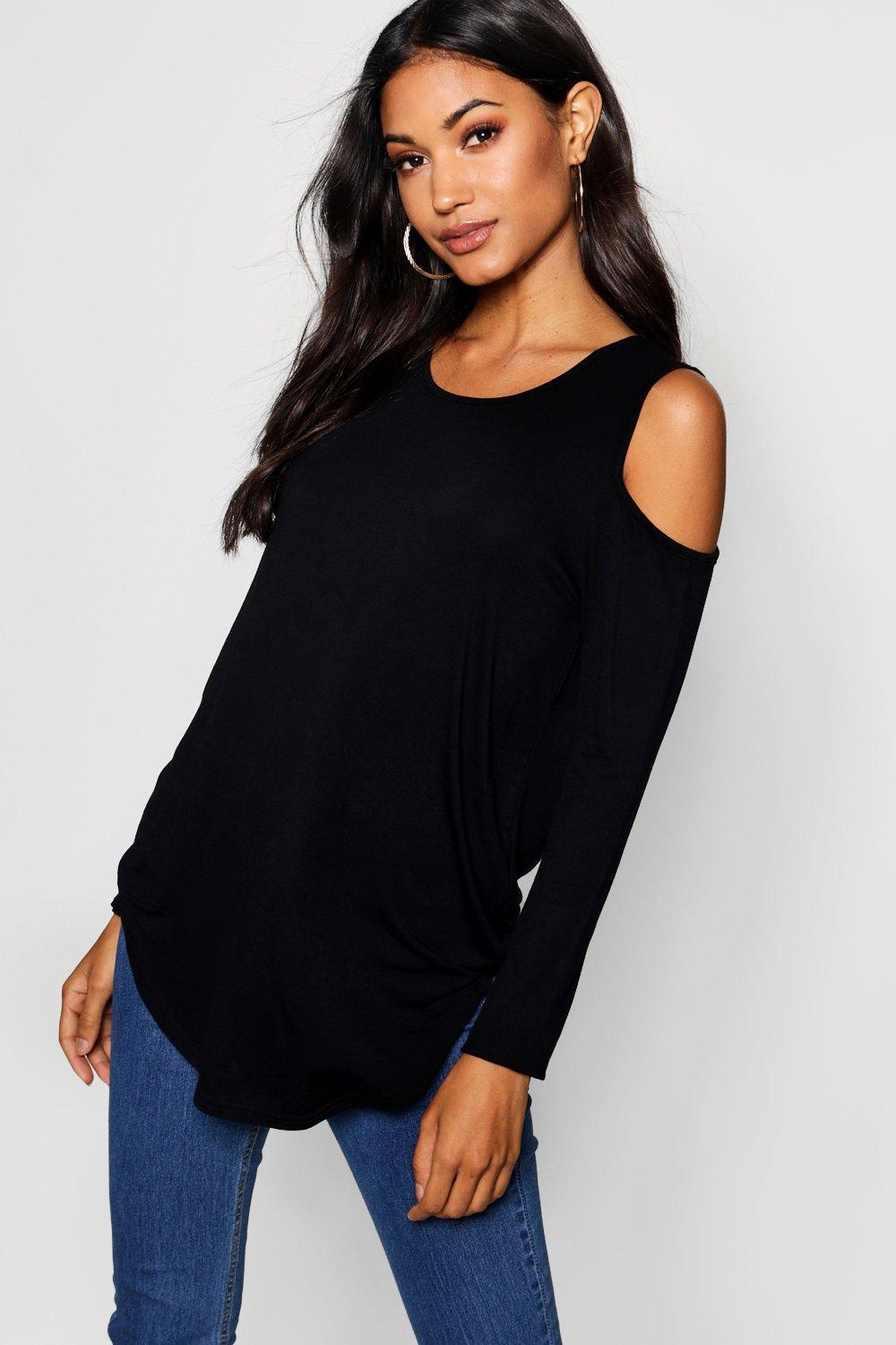 Long Sleeve Cold Shoulder Top Boohoo Nederland