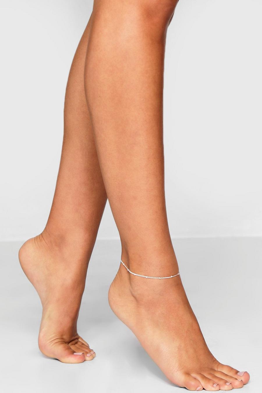 Silver argent Simple Chain Anklet