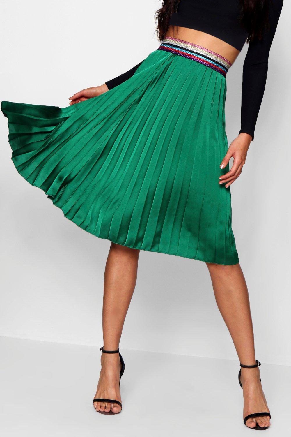 Pleated midi skirt emerald best sale