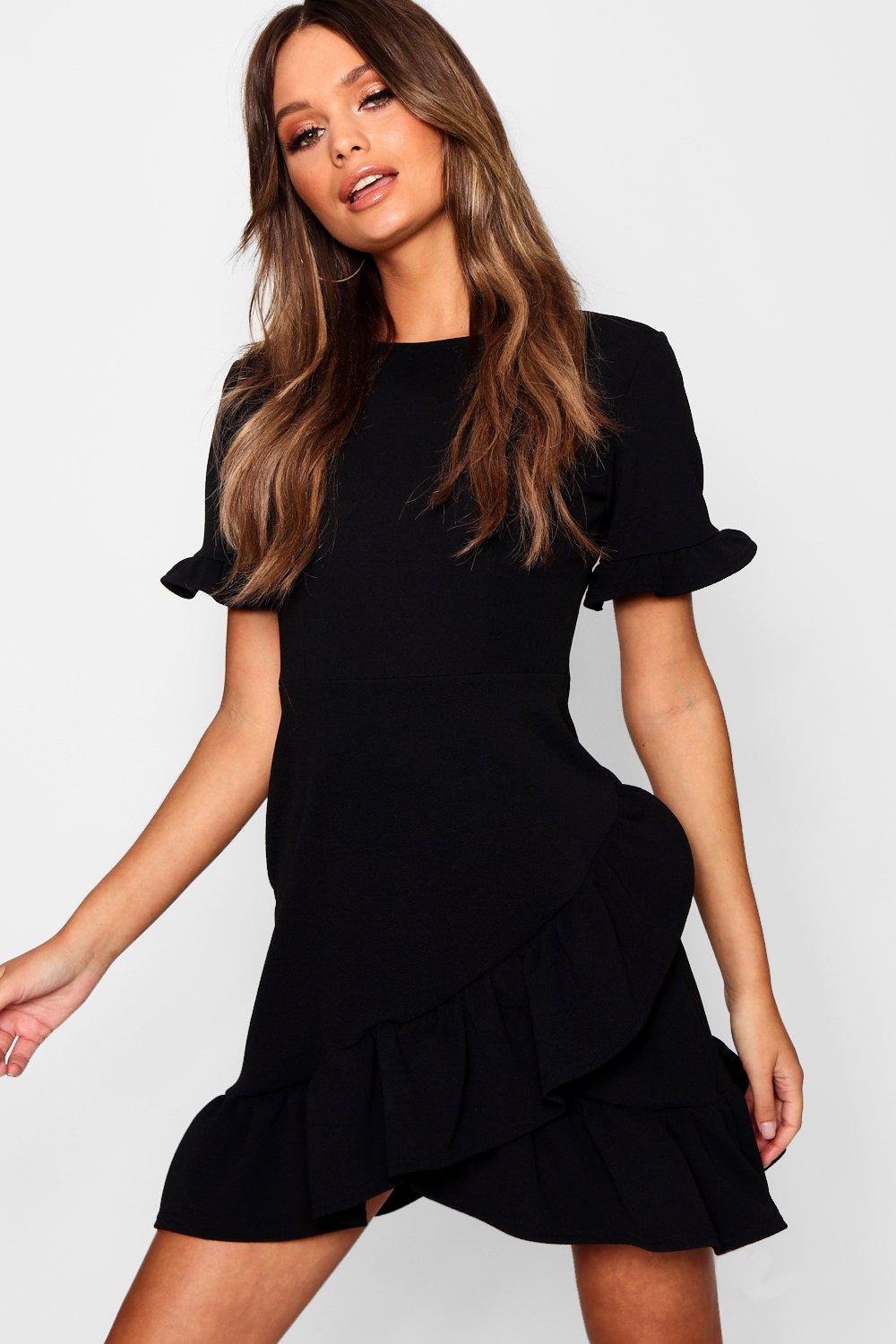 ruffle hem shift dress