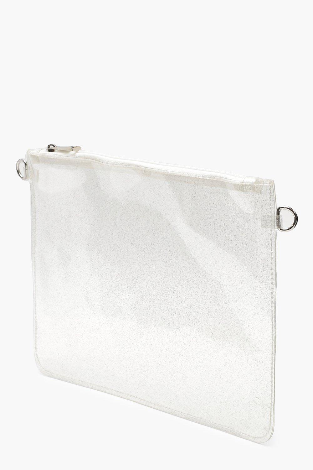 Pochette trasparente glitterata con cerniera superiore