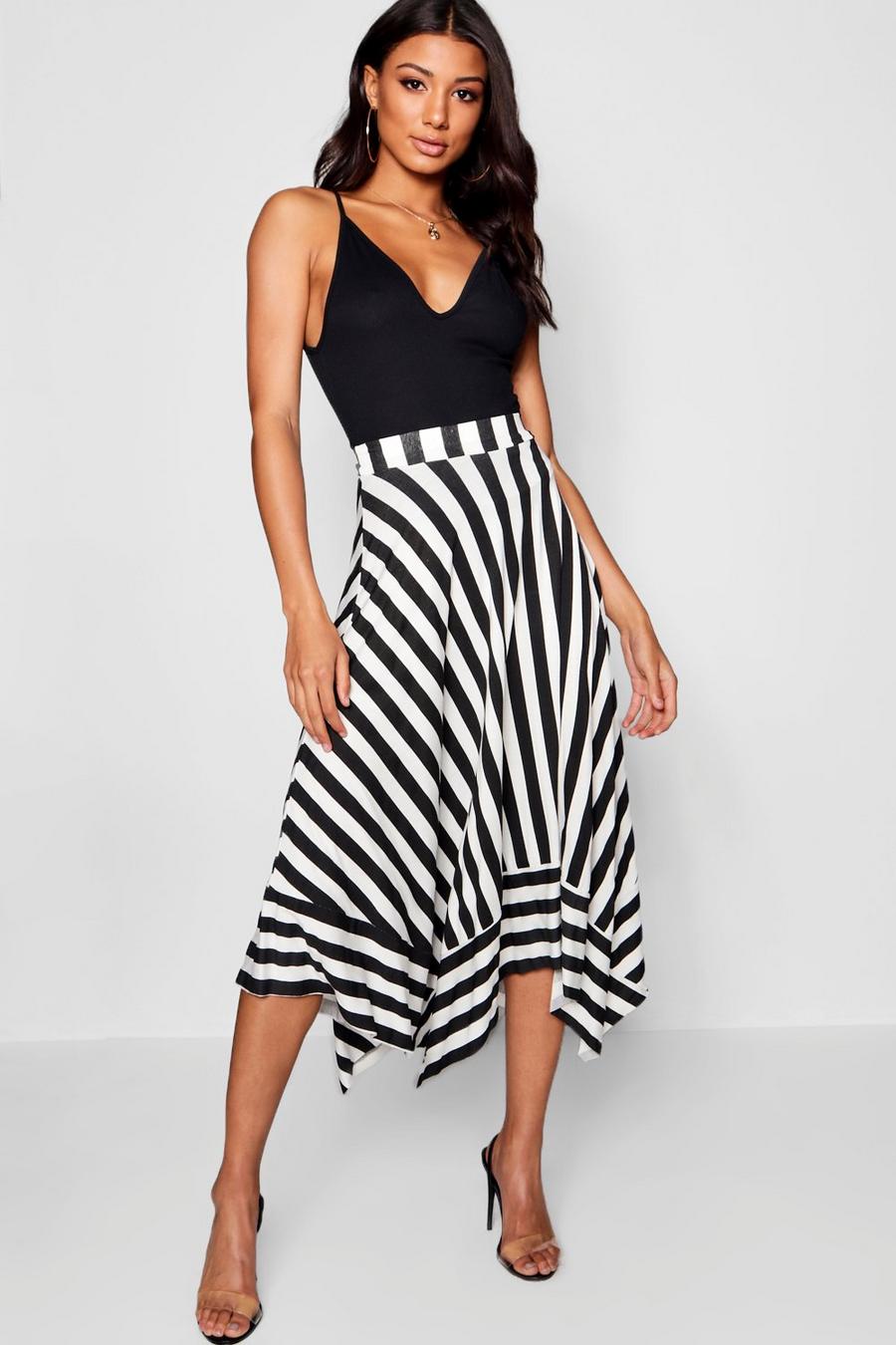 Black Contrast Stripe Full Midi Skirt image number 1