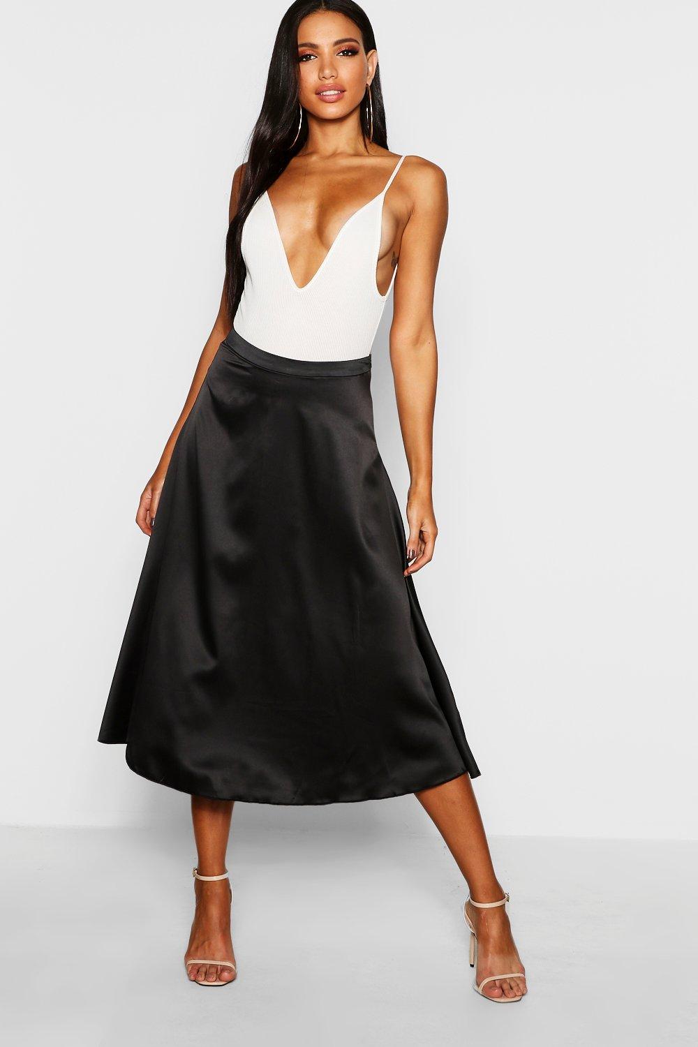 black midi skater skirt