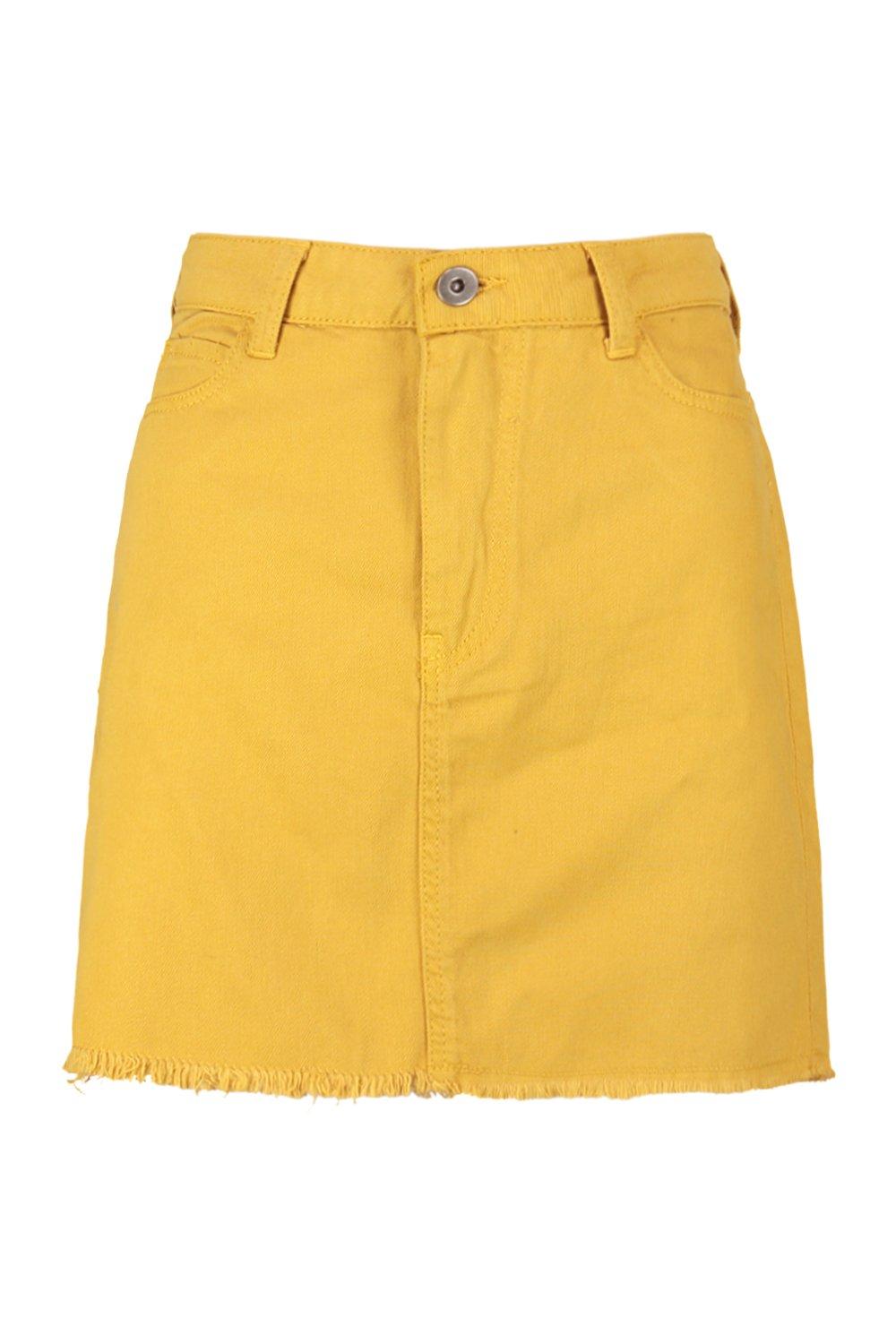 Fashion mustard yellow denim skirt