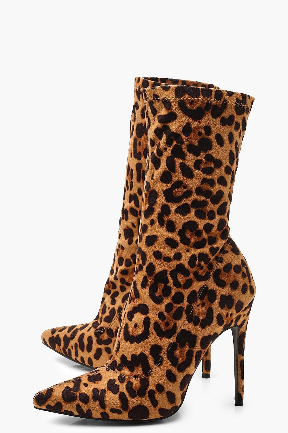 Leopard Pointed Sock Boots