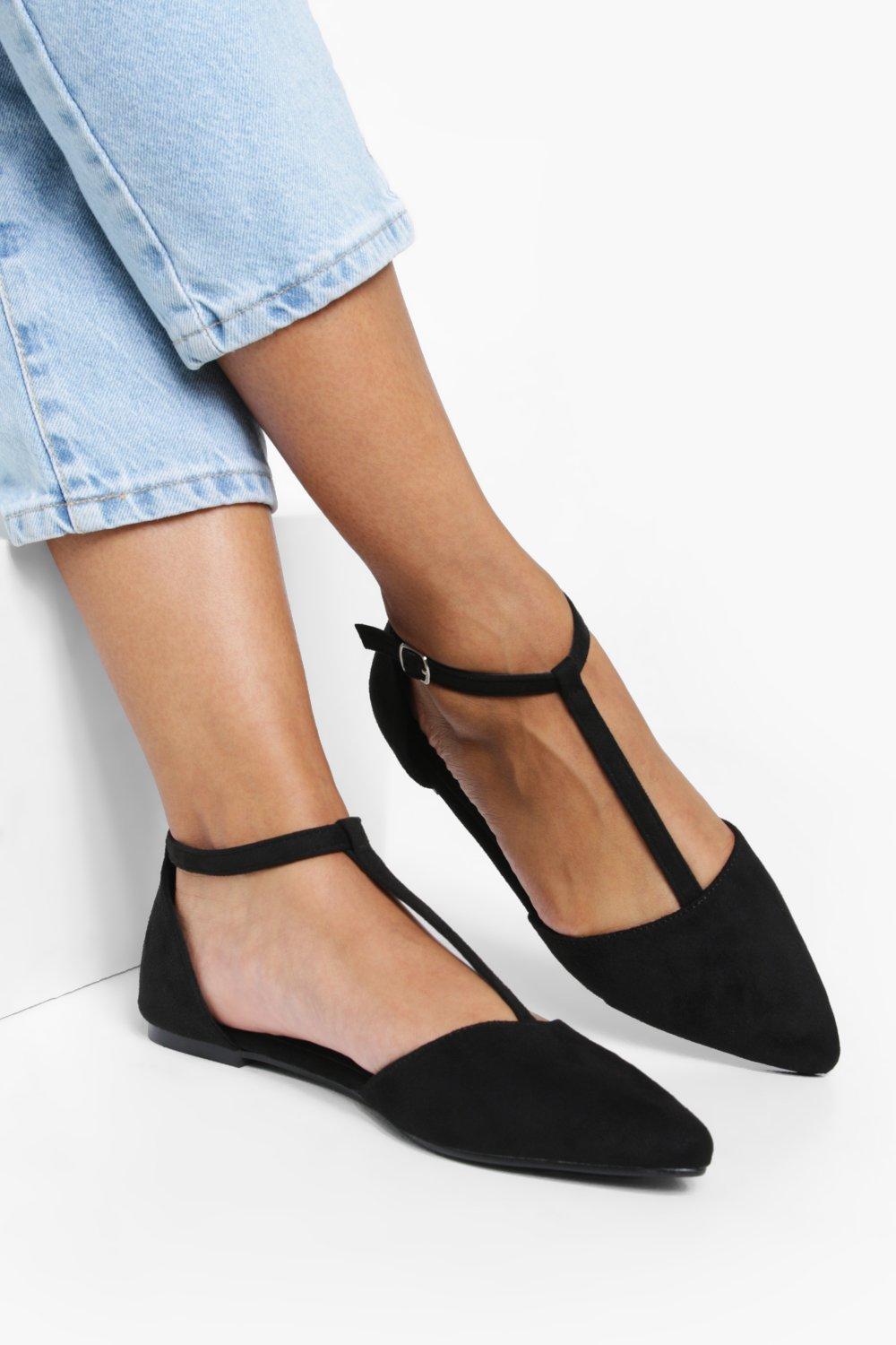 Stevig schroef redden Platte Schoenen Met Puntneus En T-Bar | boohoo