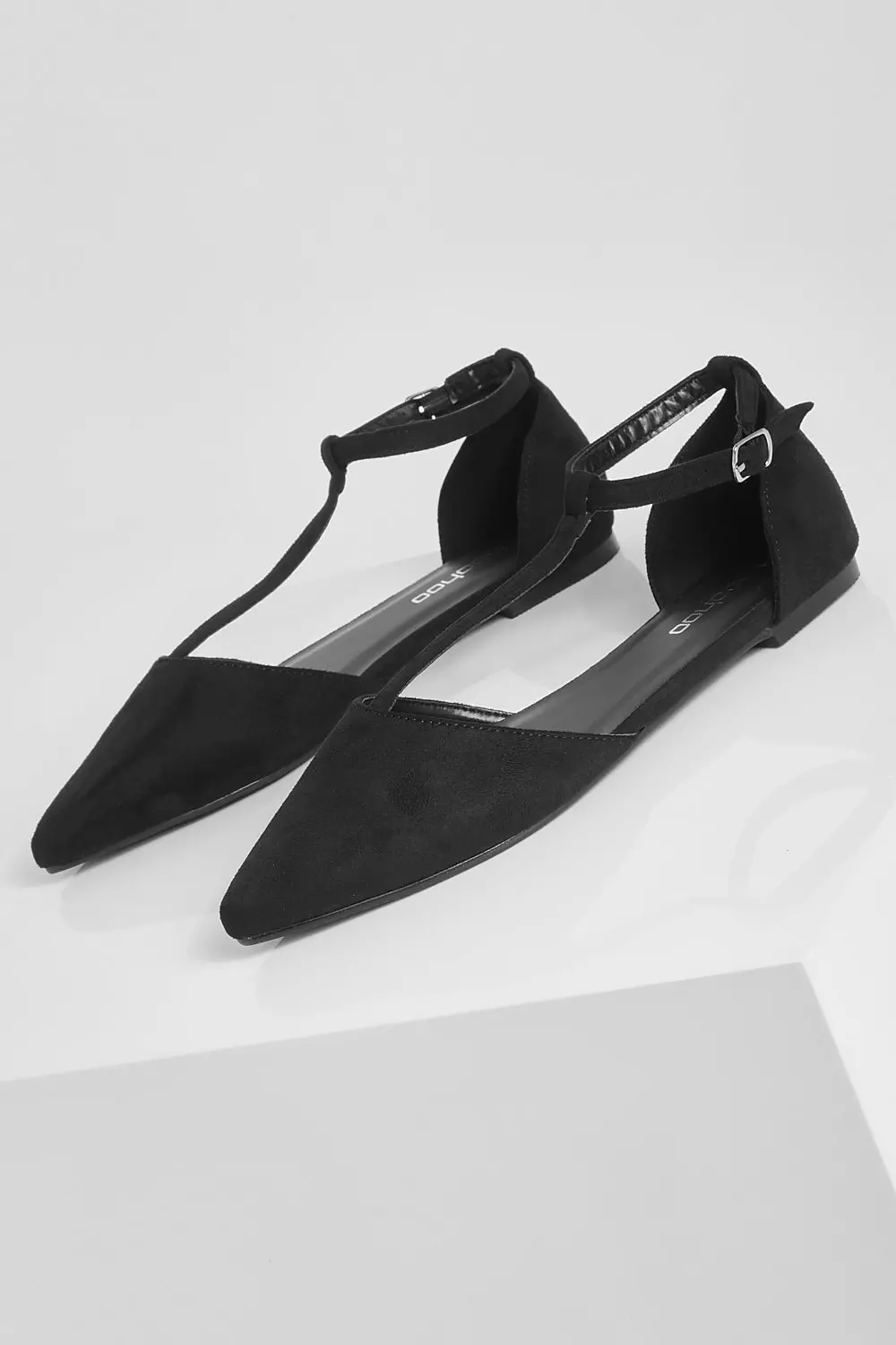 Black T Bar Pointed Flats alternative image