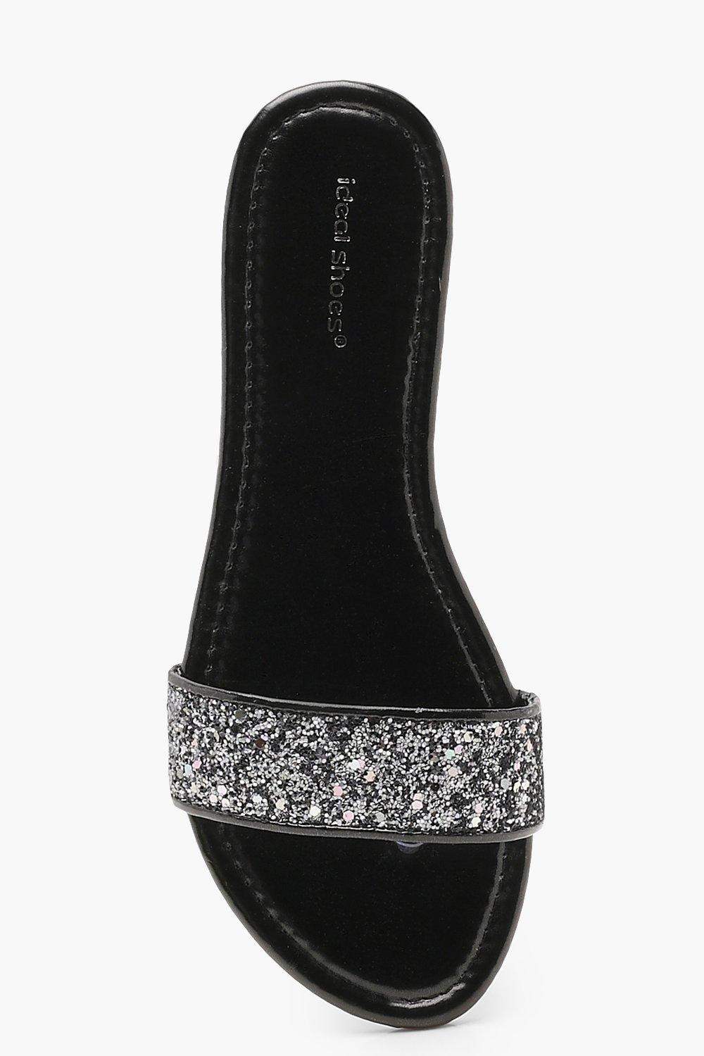 Black discount sparkly sliders