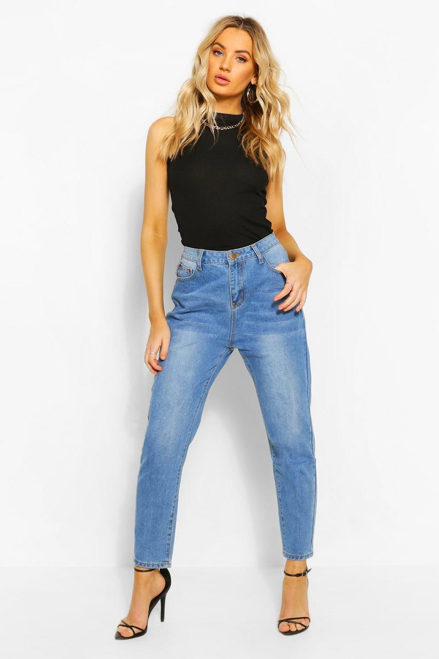 Middenblauw Mom Jeans Met Hoge Taille image number 1