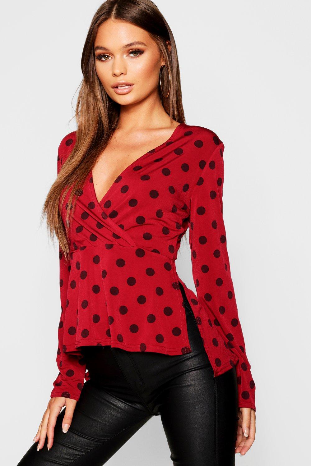 polka dot wrap top