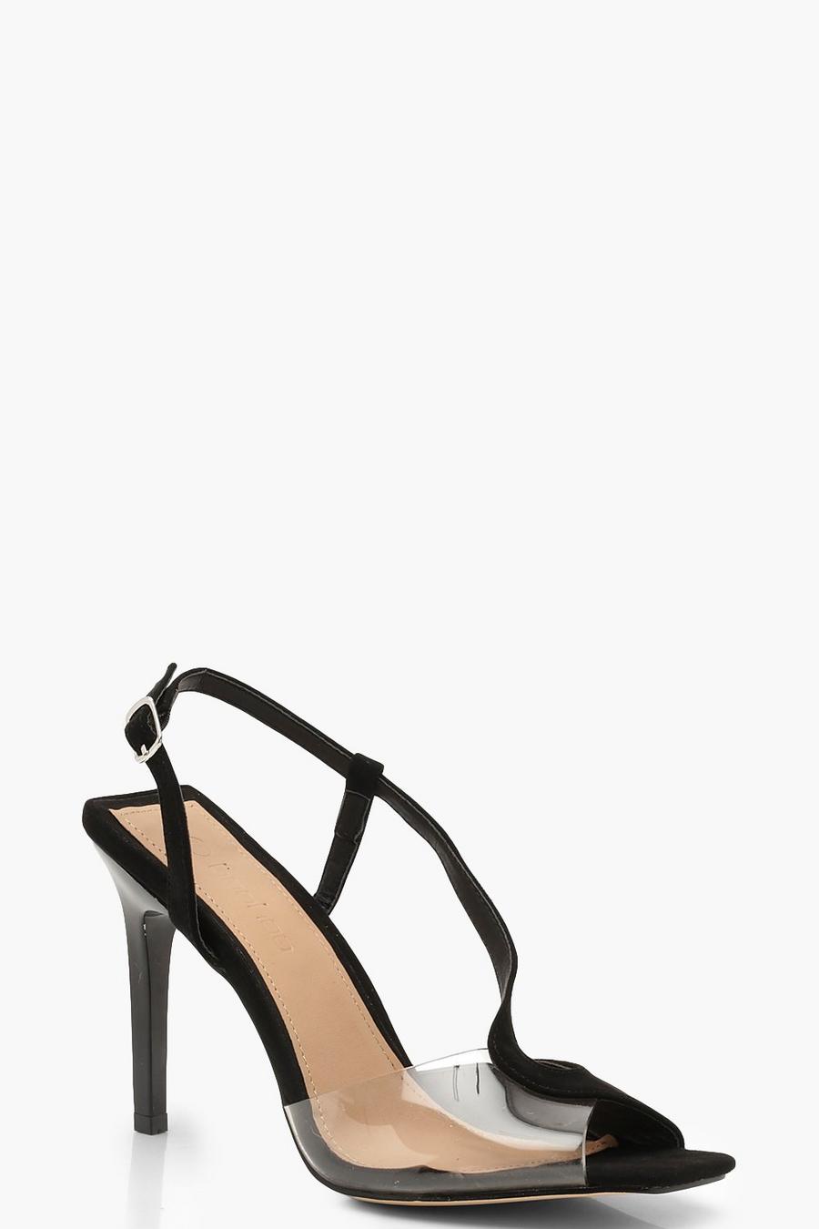 Clear Panel Asymmetric Square Toe Heels image number 1