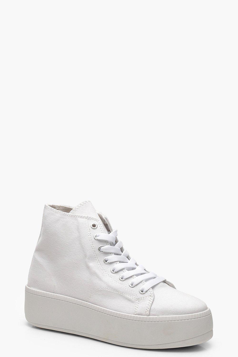 high top white platform sneakers