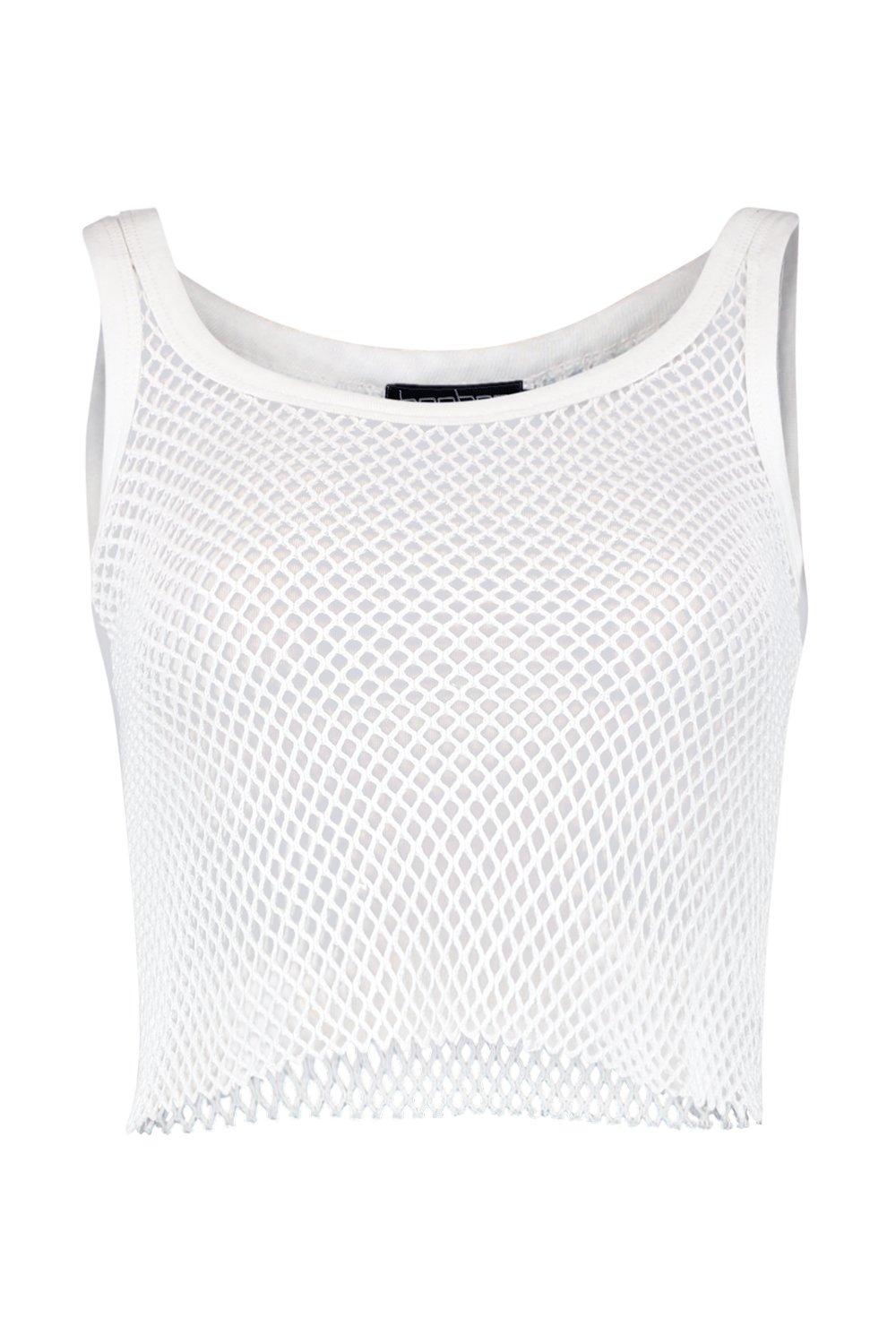 Triple Strings Cropped Cami Top in White