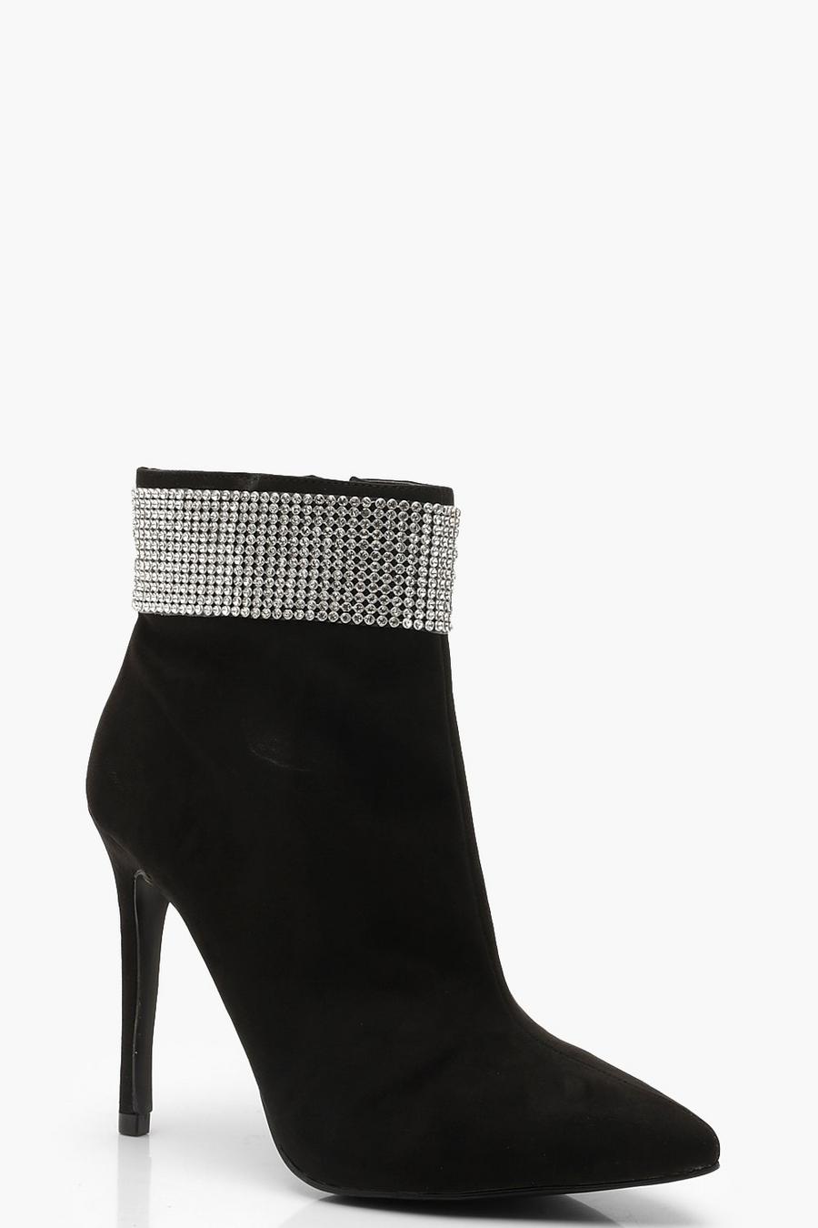 Black Diamante Band Shoe Boots image number 1