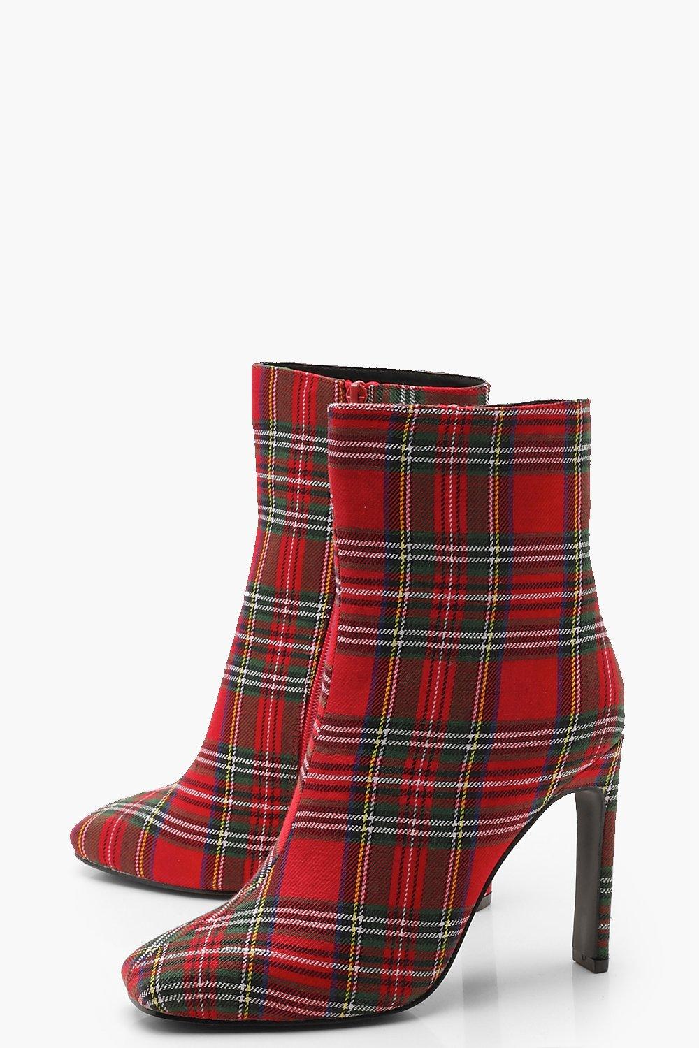 Plaid hotsell heel boots