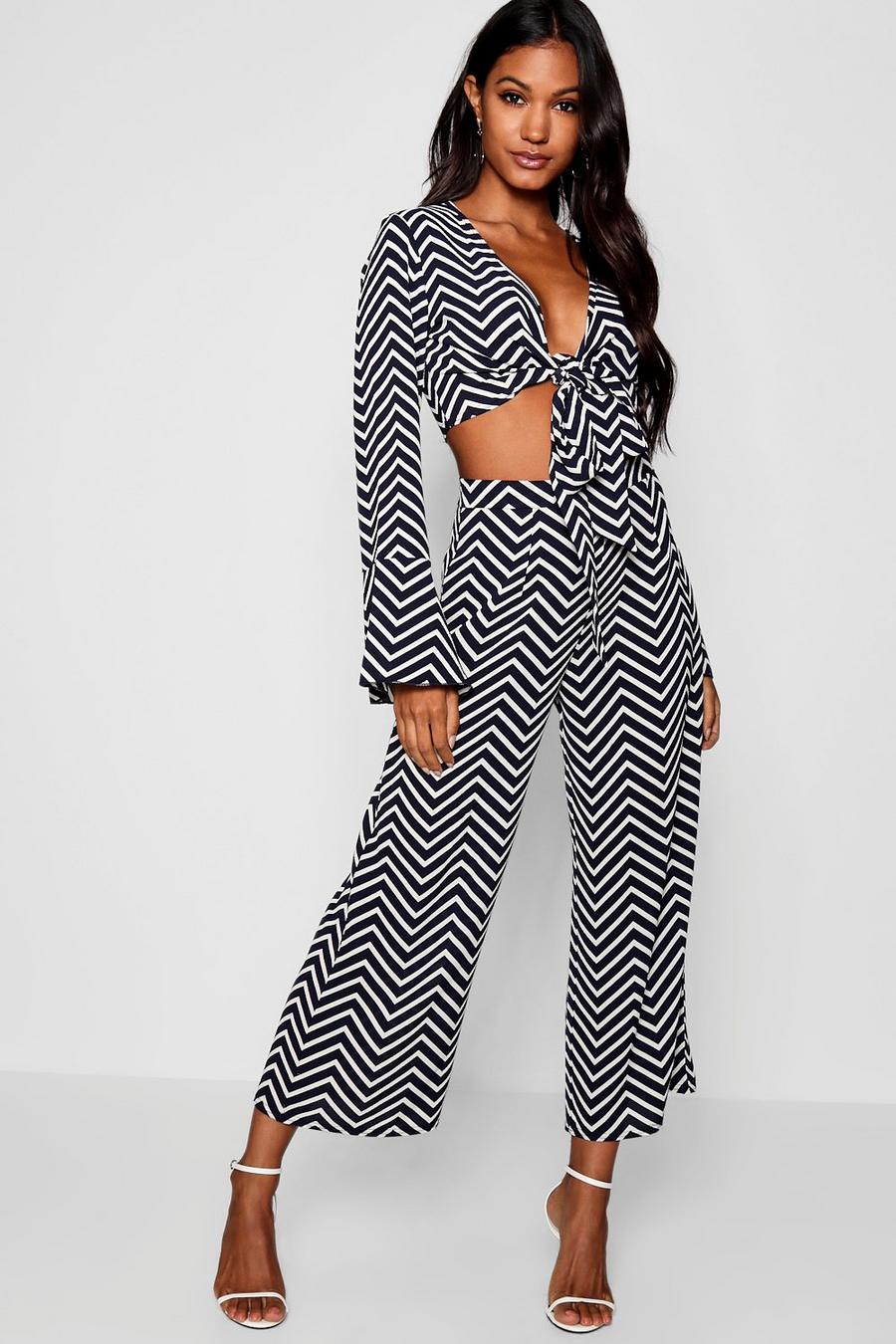Chevron Print Tie Top Co-Ord image number 1