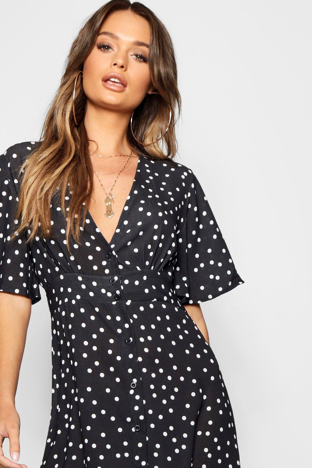 Polka dot button dress best sale