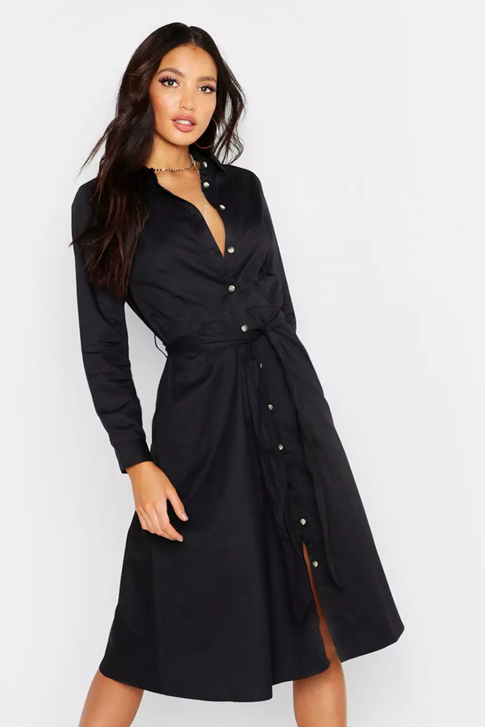 Belted utility midi shirt sale dress