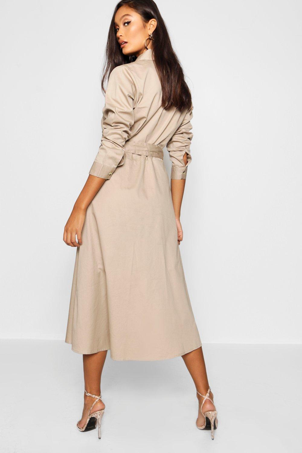 utility midi shirt dress