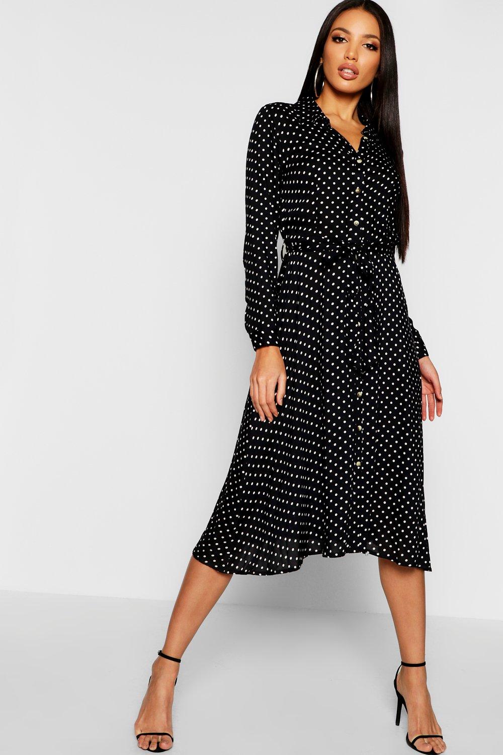 long polka dot shirt dress