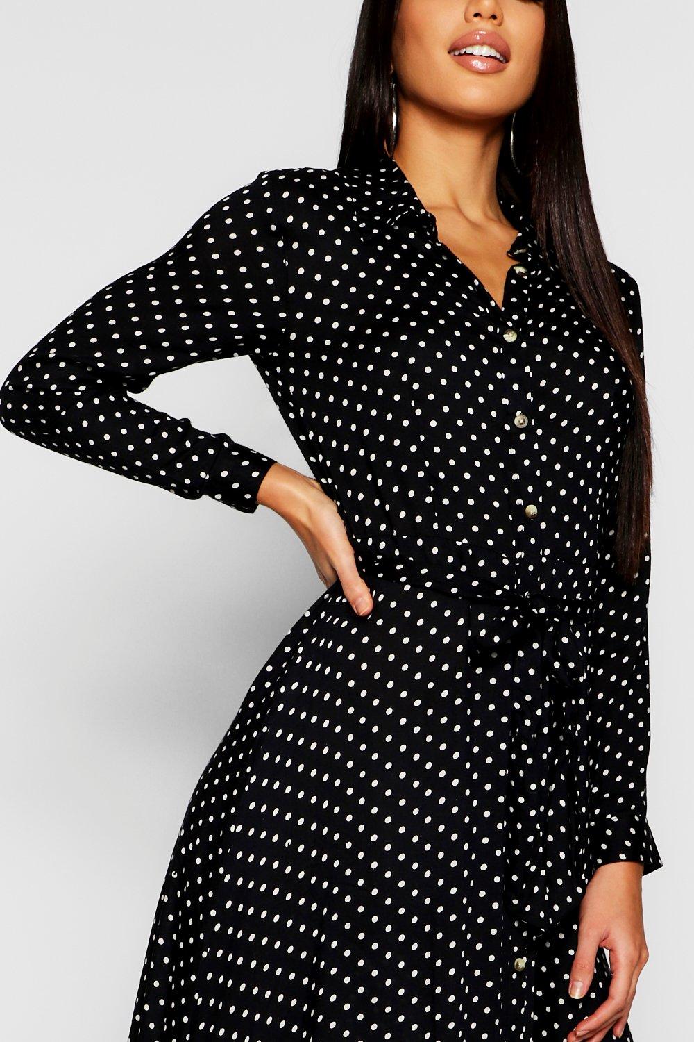 polka dot button up dress