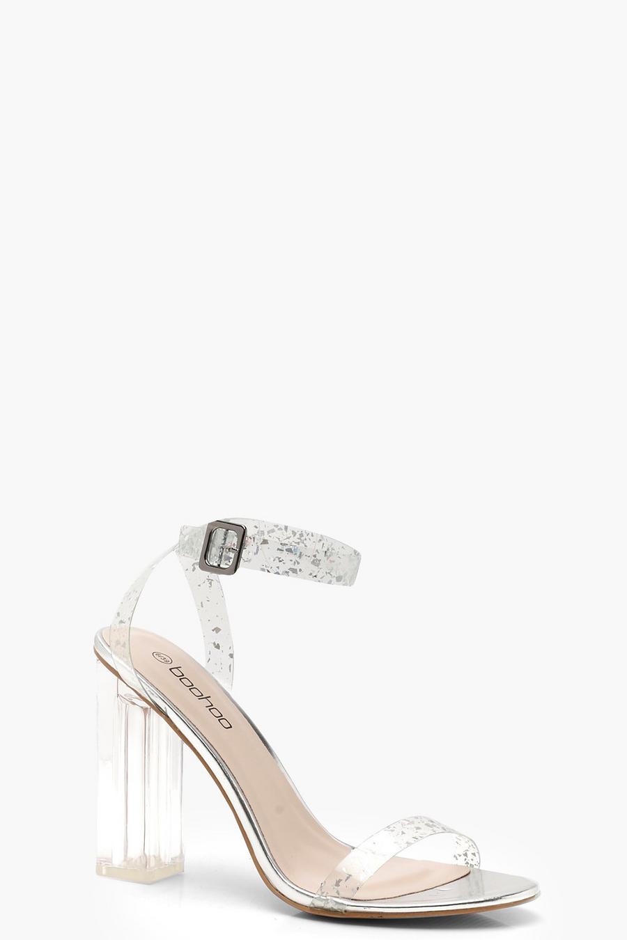Silver Transparenta sandaletter med glitter och blockklack image number 1
