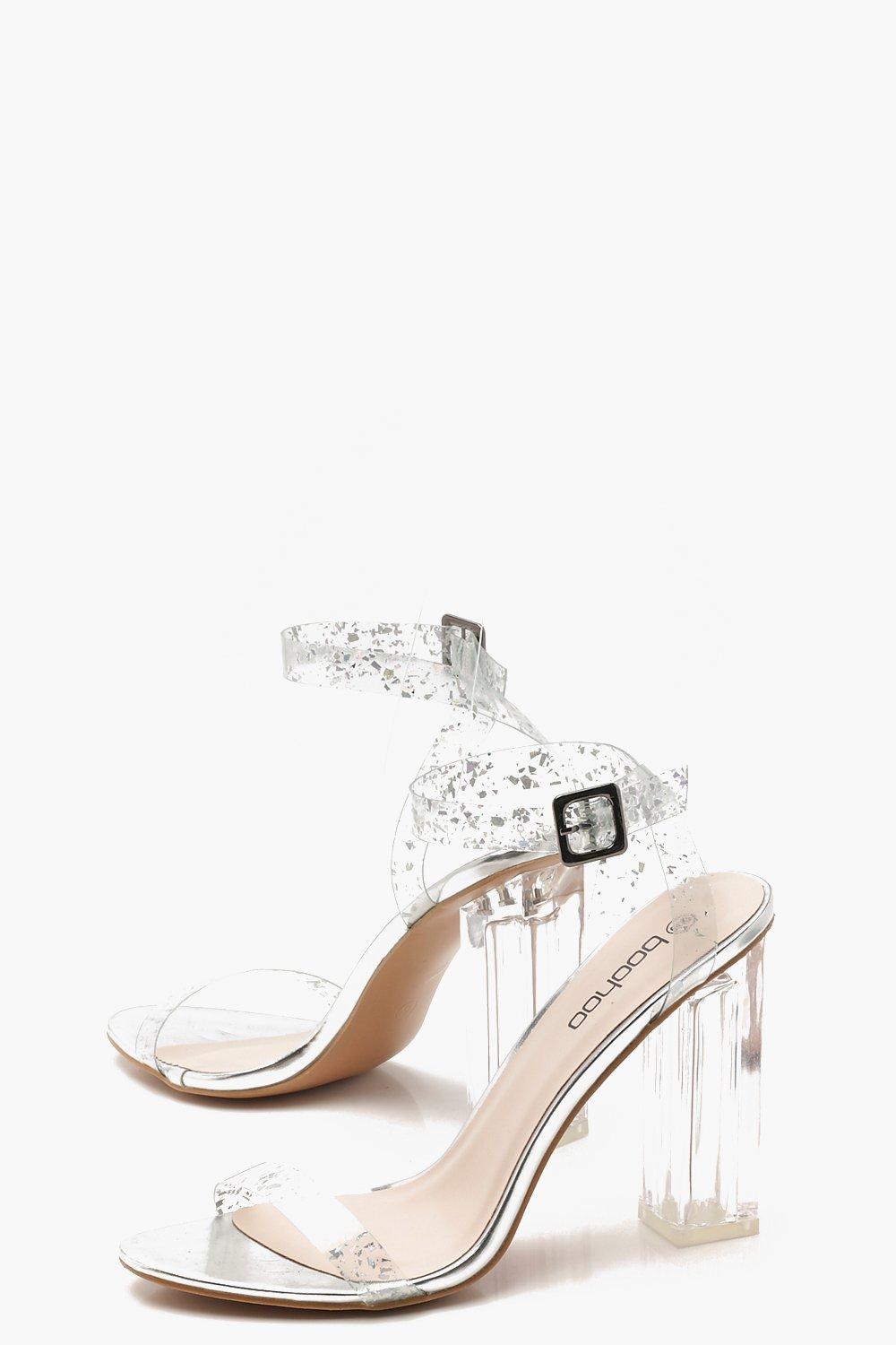 boohoo silver block heels