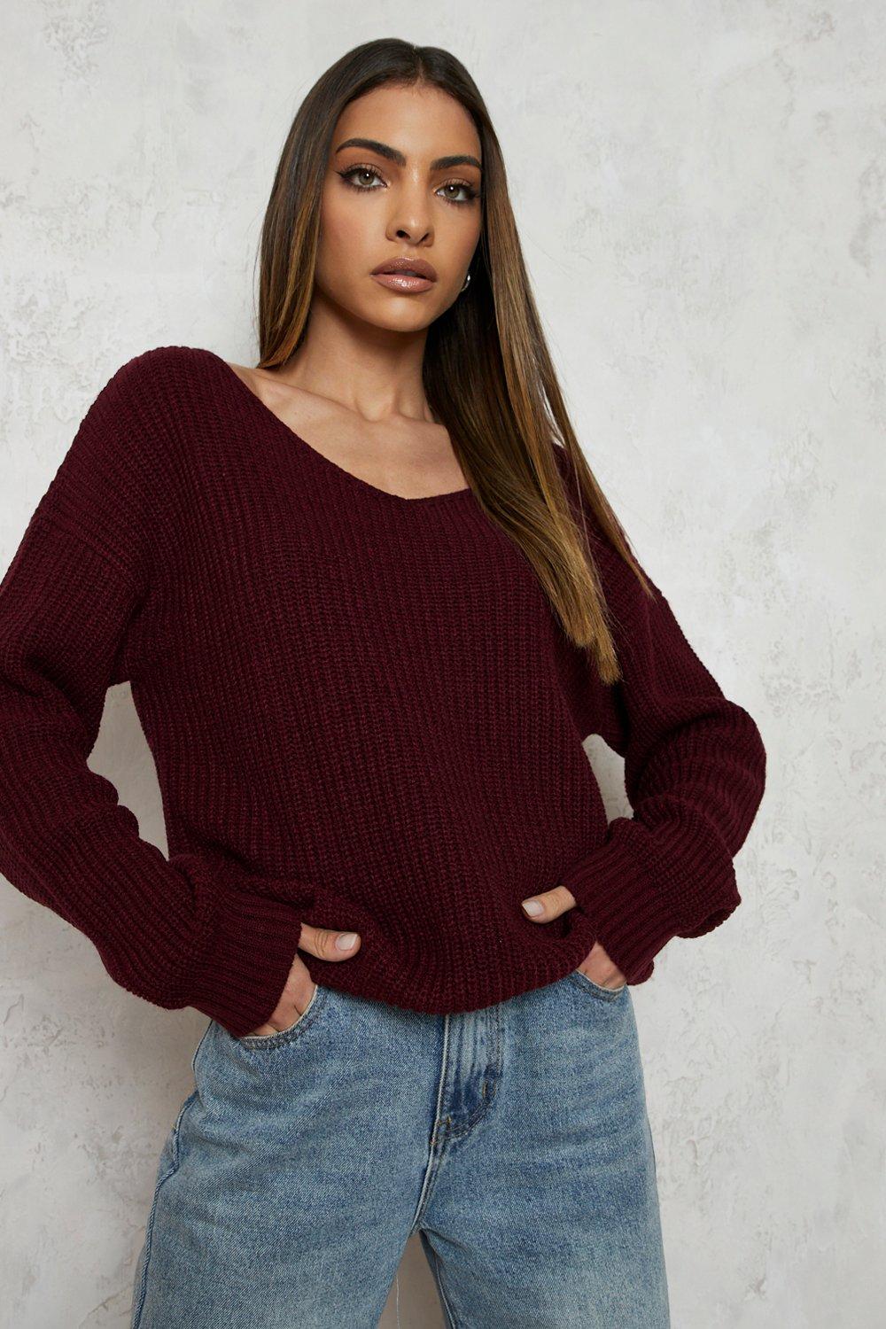 Burgundy oversized outlet jumper