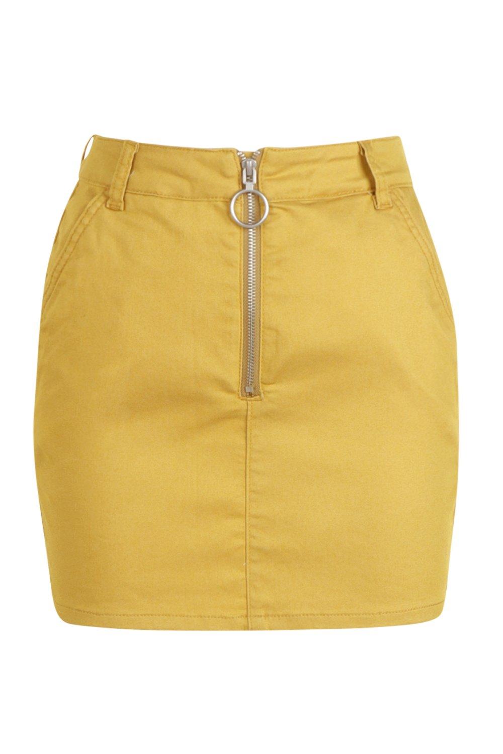 Boohoo yellow denim clearance skirt