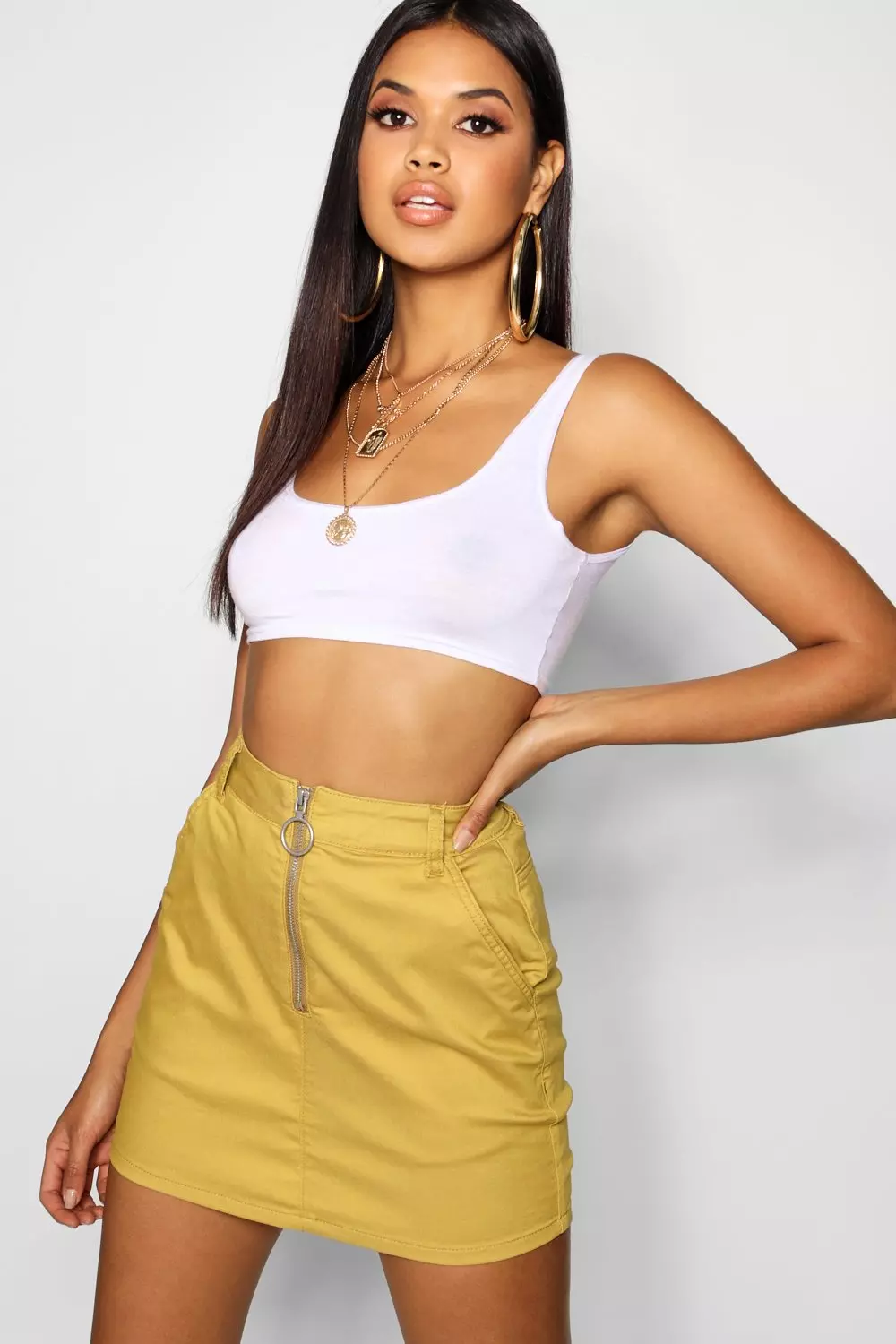 Mustard zipper outlet skirt