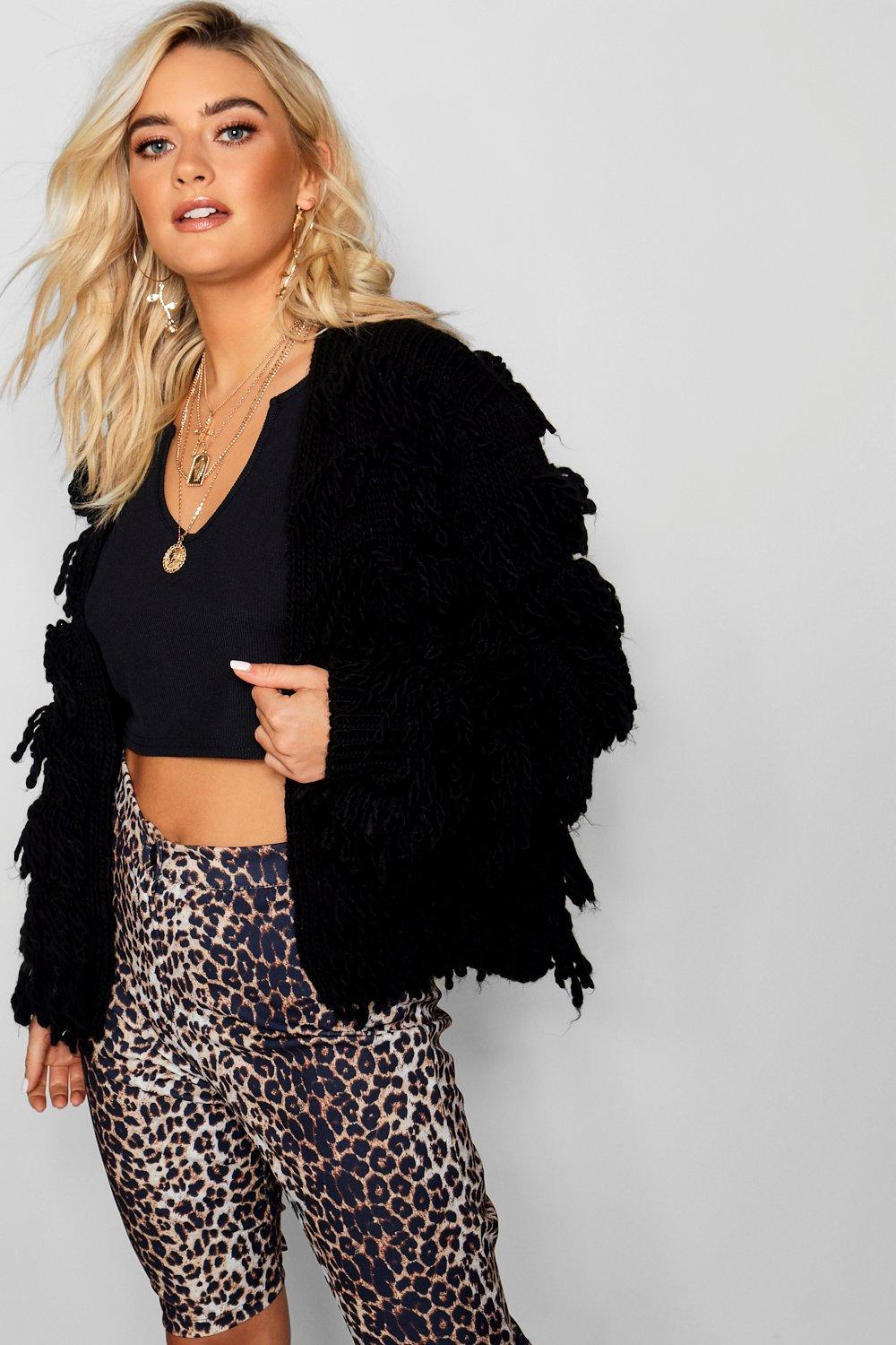 boohoo shaggy cardigan