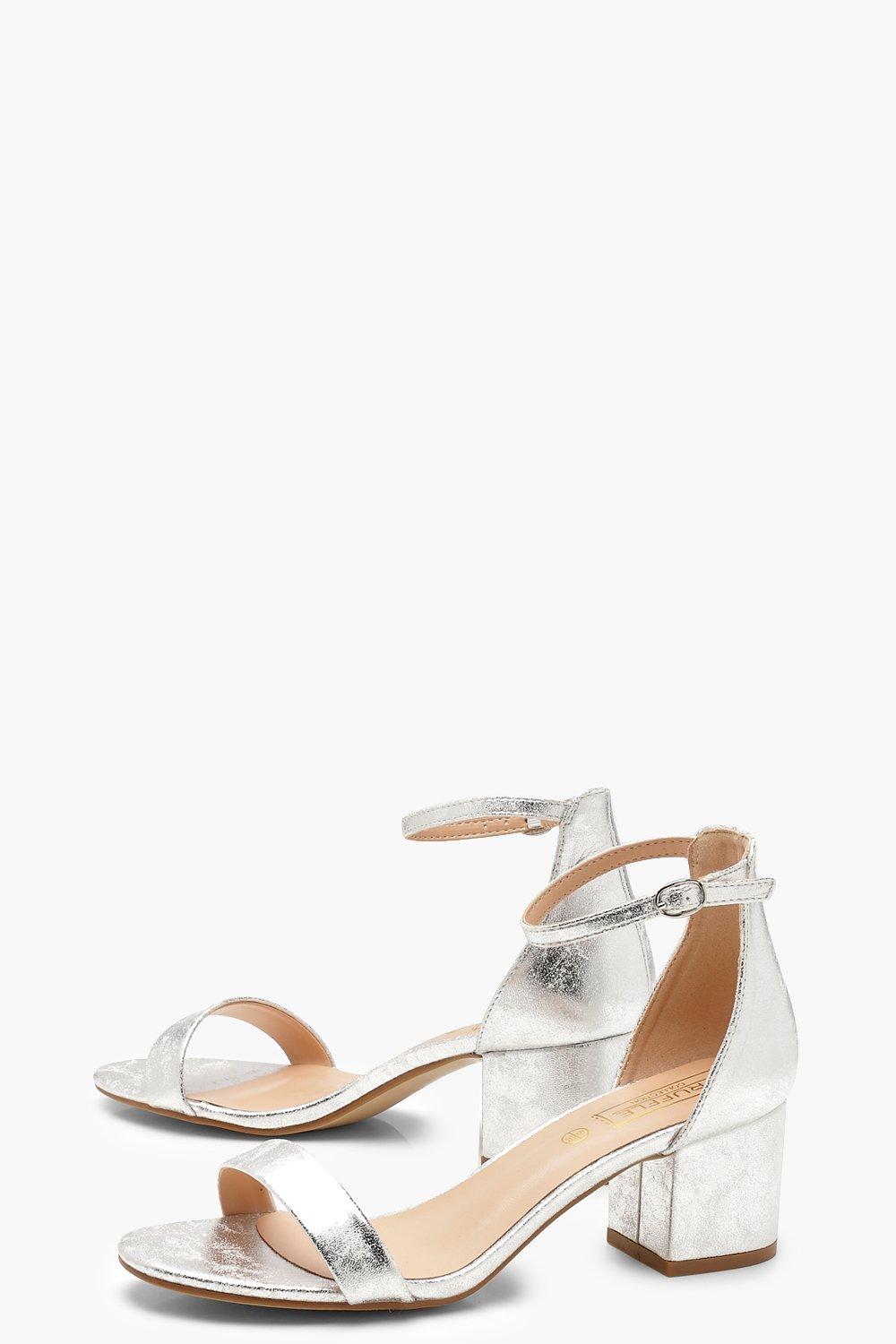 boohoo silver block heels