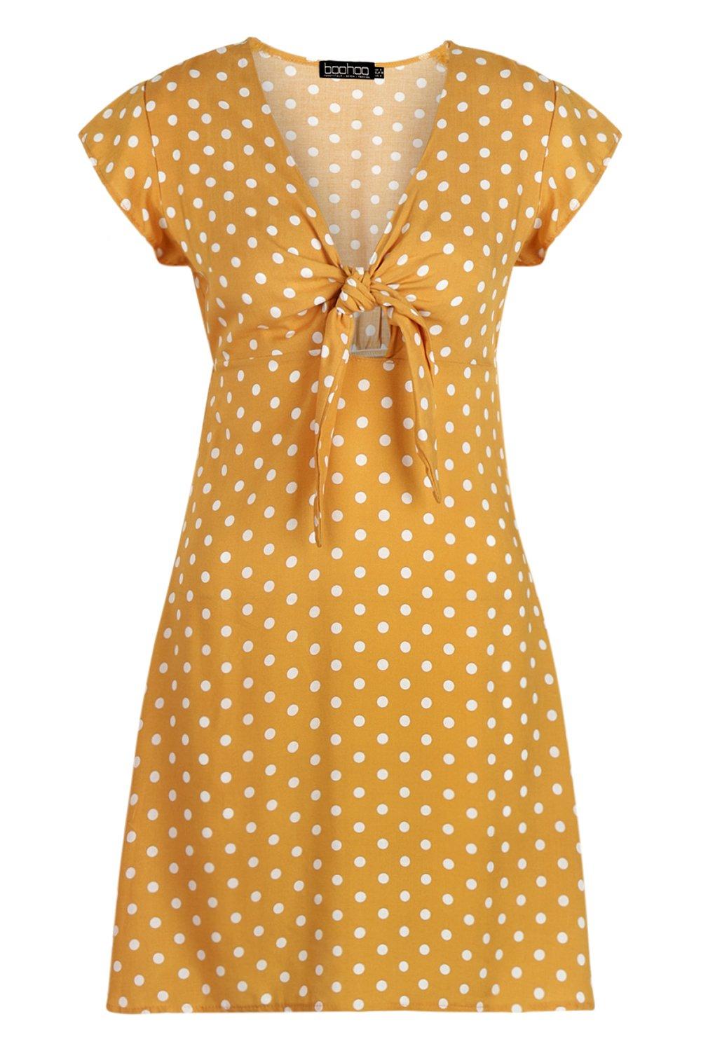 boohoo yellow polka dot dress