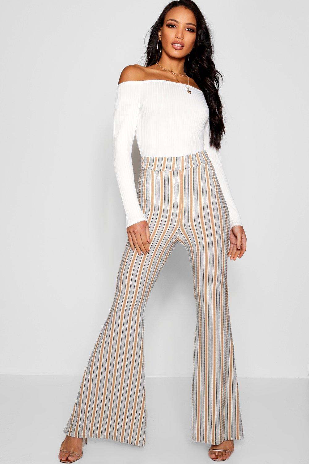 striped flare pants