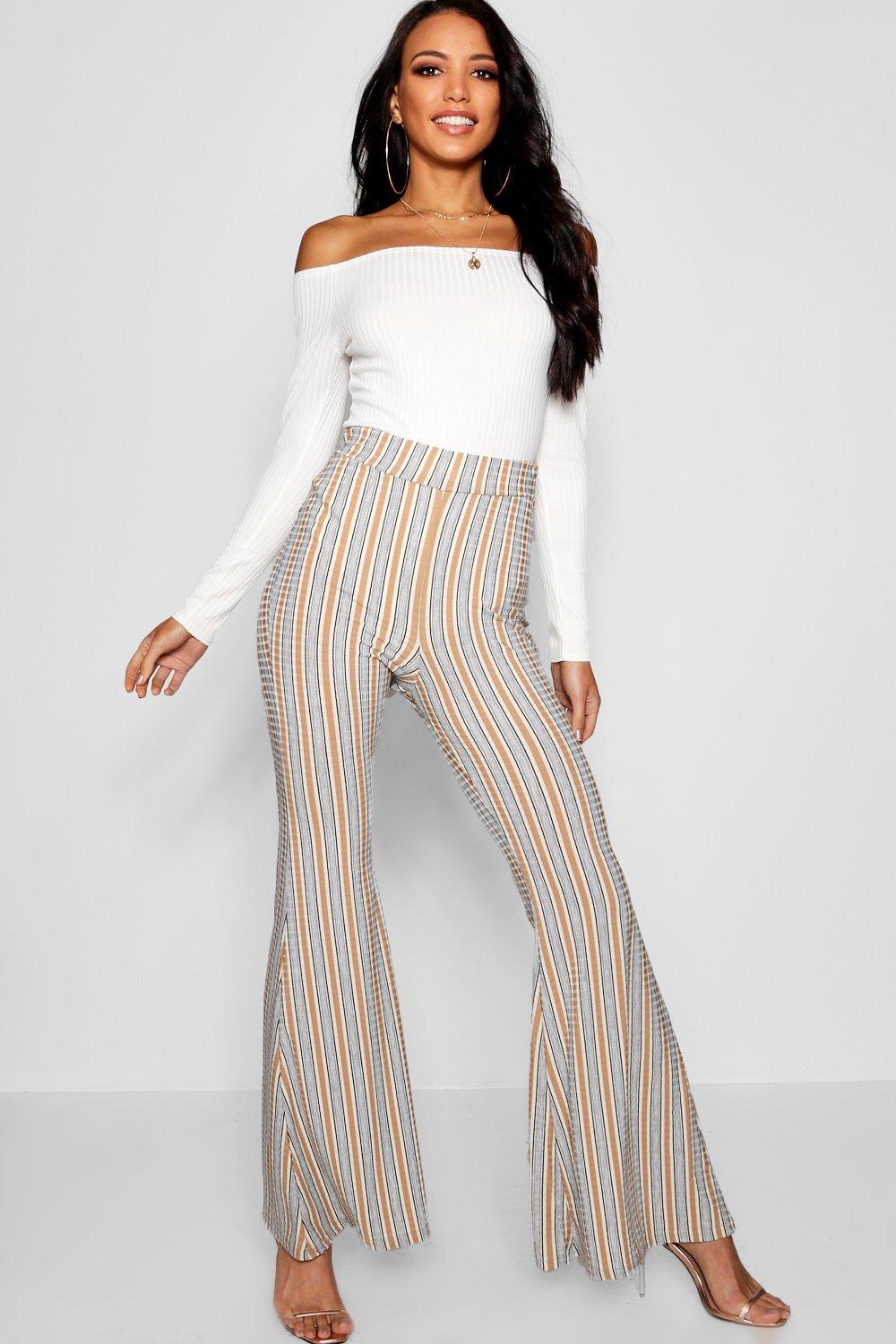 Ribbed Striped Flare Pants